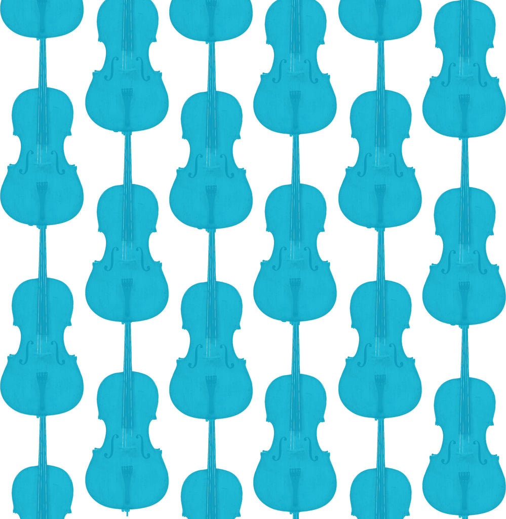 Cello Damask - Aqua Blue - Pattern Design Lab