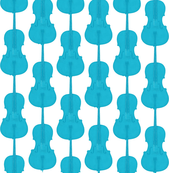 Cello Damask - Aqua Blue - Pattern Design Lab