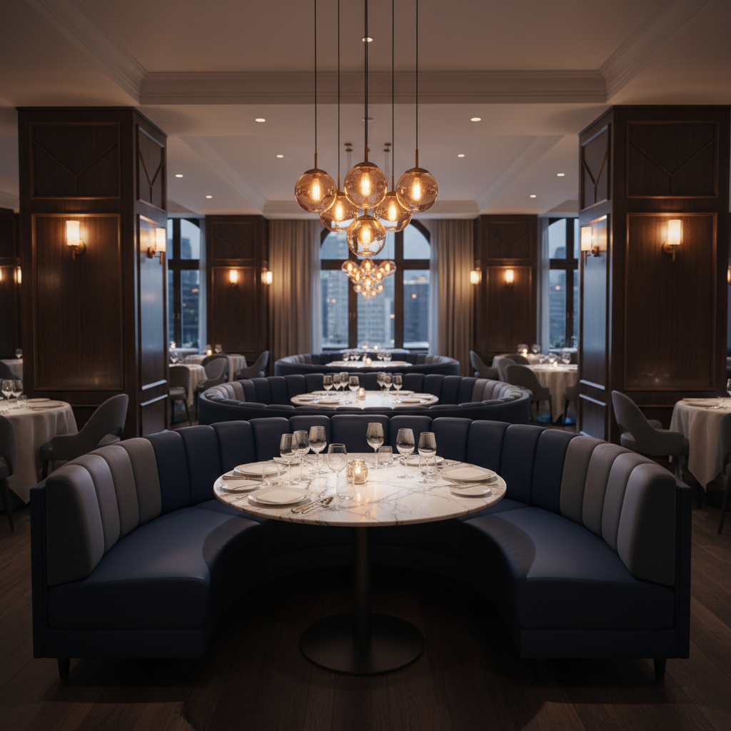 Rocky Mount Sapphire Upholstered Banquette | Architectural Fabrics