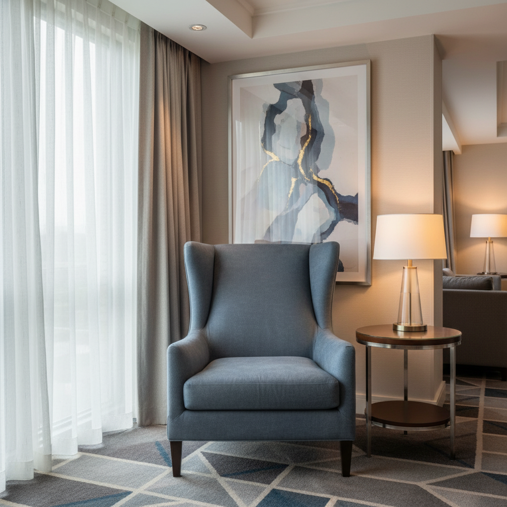 Fine Pebble Grain Denim Blue Upholstered Chair | Architectural Fabrics