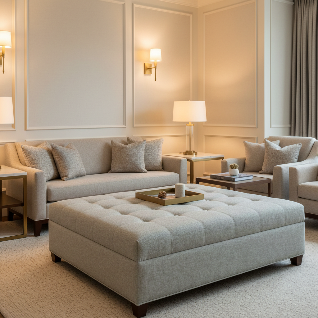 Morant - Helium Upholstered Ottoman | Architectural Fabrics
