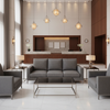 Subtle Linen Weave Charcoal Gray Upholstered Sofa | Architectural Fabrics