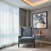 Geometric Woven Texture Denim Blue Upholstered Chair | Architectural Fabrics