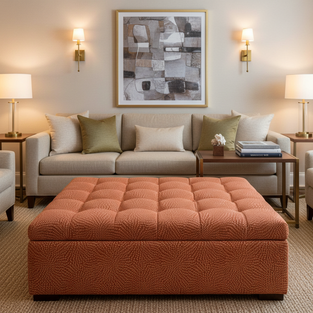 Aster - Aster Layered Polyurethane Upholstered Ottoman | Architectural Fabrics