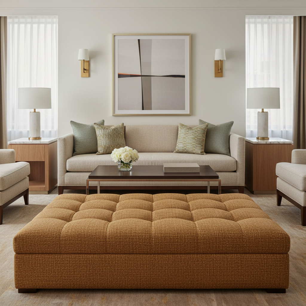 Rattan Bay - Autumn Upholstered Ottoman | Architectural Fabrics