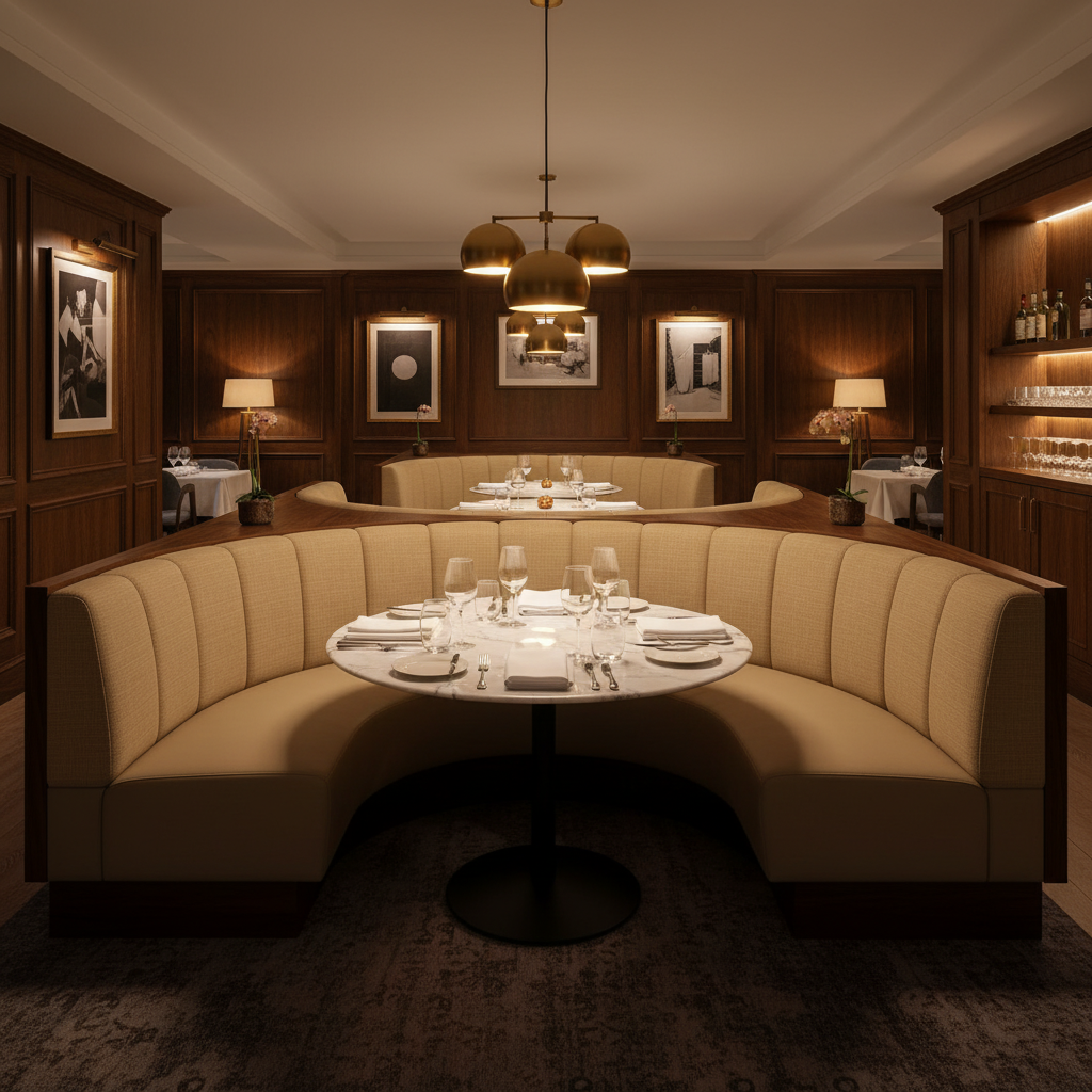 Triangle Reef - Oatmeal Upholstered Banquette | Architectural Fabrics