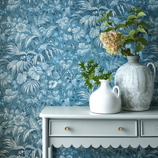 V&a Palmette - Blue Hue Wallcovering | 1838 Wallcoverings
