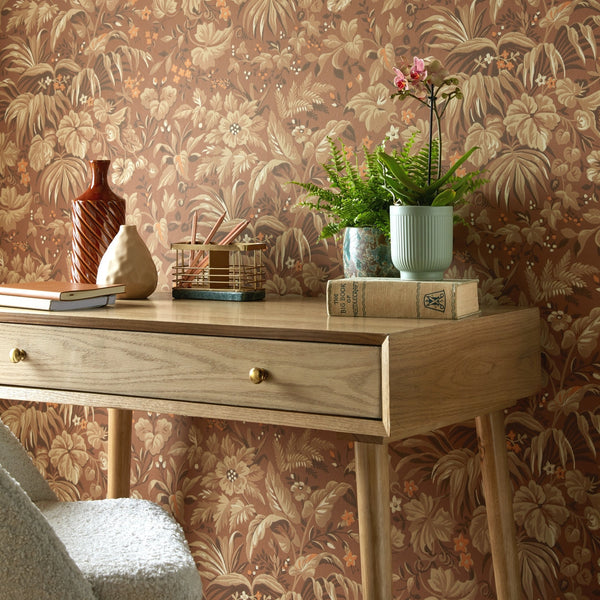 V&a - Palmette - Clay Brown Wallcovering | 1838 Wallcoverings