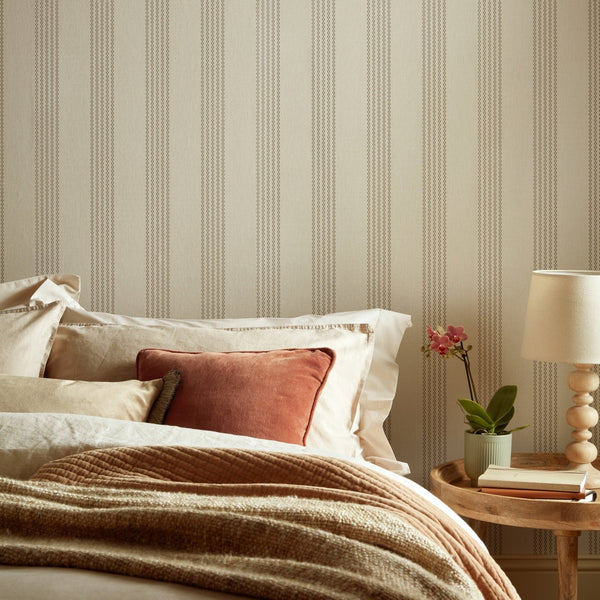 V&a - Silk Stripe - Burnished Brown Wallcovering | 1838 Wallcoverings