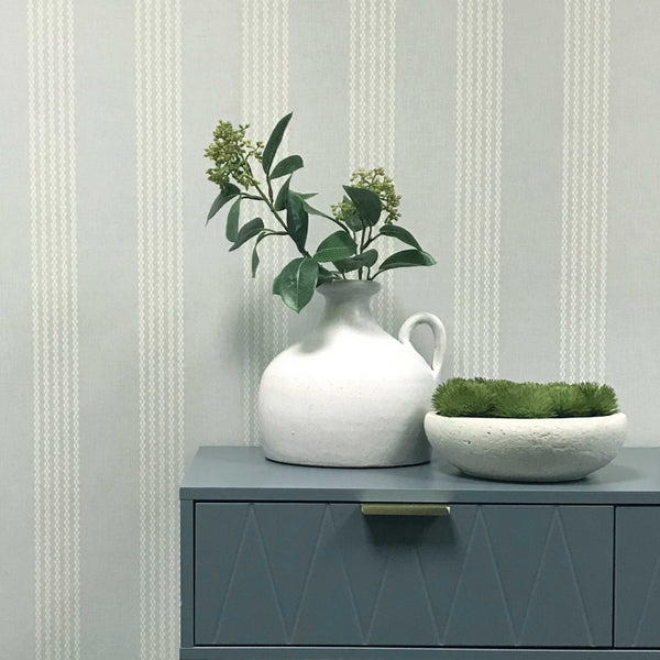 V&a Silk Stripe - Powder - Blue Wallcovering | 1838 Wallcoverings