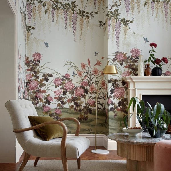 V&a - Wisteria Bloom - Heather Wall Wallcovering | 1838 Wallcoverings