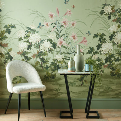 V&a - Wisteria Bloom - Pistachio Wall Wallcovering | 1838 Wallcoverings