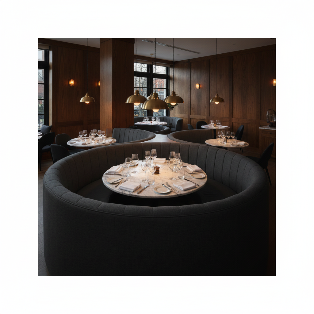 Soper Hole - Black Upholstered Banquette | Architectural Fabrics