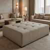 Woven Crosshatch Texture Neutral Taupe Upholstered Ottoman | Architectural Fabrics