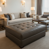 Alamo - Earthy Umber Performance Vinyl Upholstered Ottoman | Architectural Fabrics