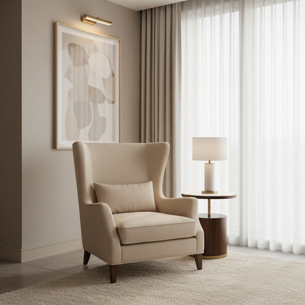 Smooth Subtle Texture Pale Sand Upholstered Chair | Architectural Fabrics