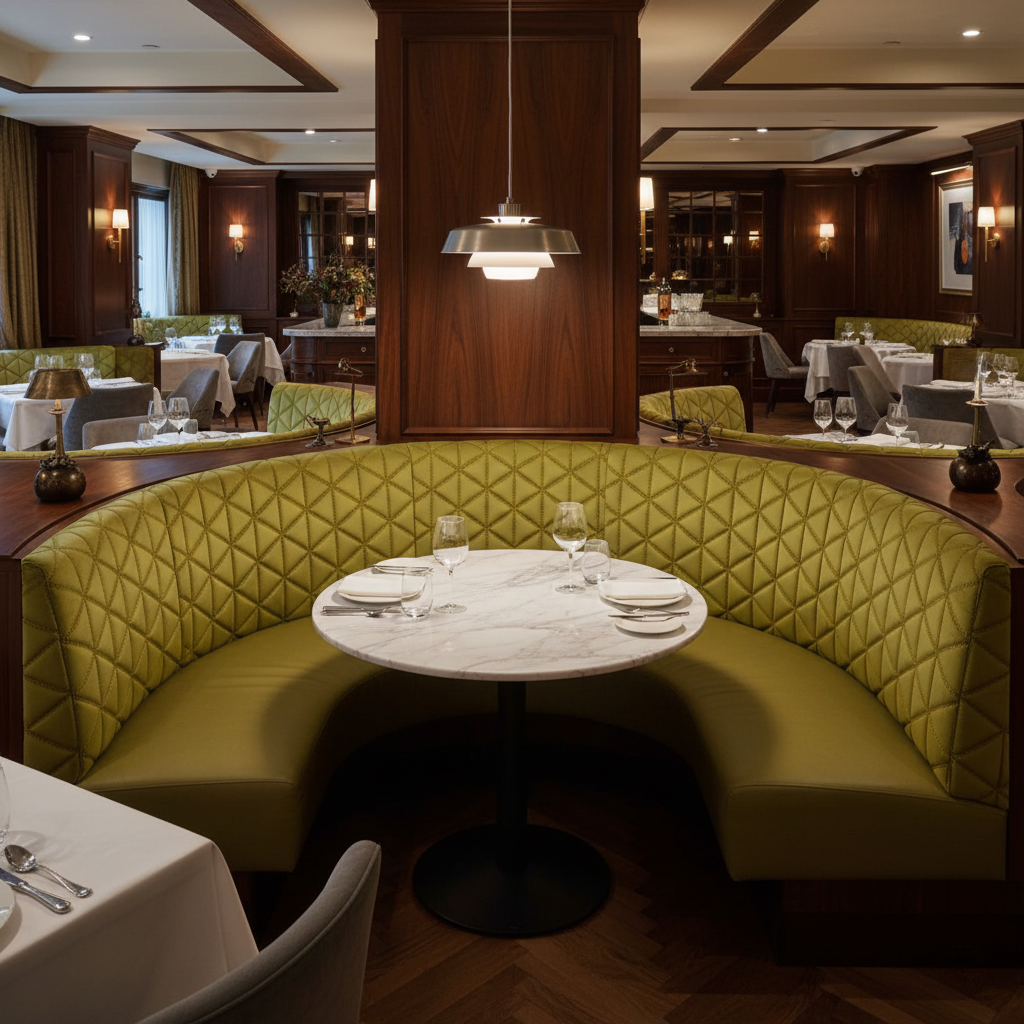 Tres Palmas - Matcha Upholstered Banquette | Architectural Fabrics
