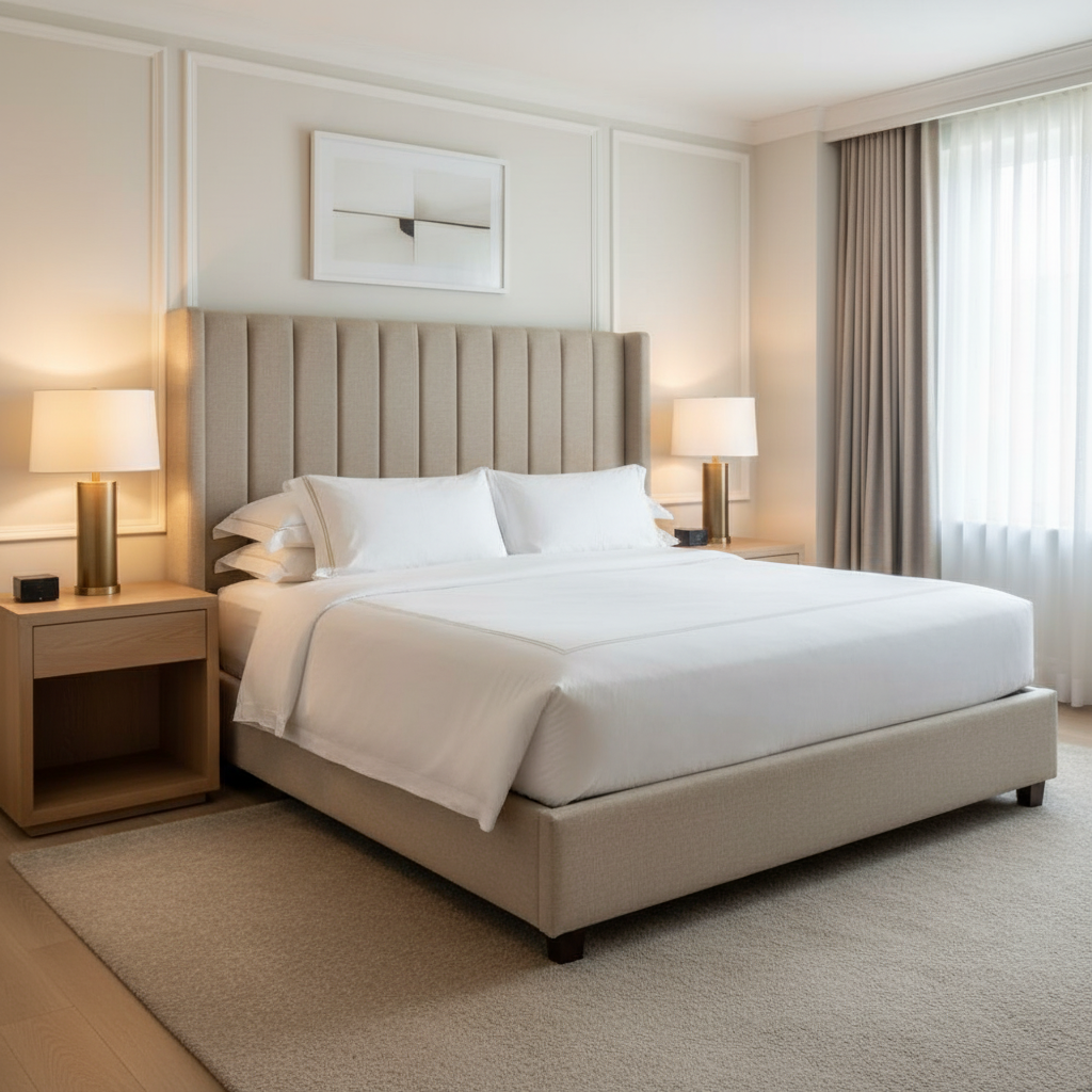 Steeple Reef - Sand Upholstered Headboard | Architectural Fabrics