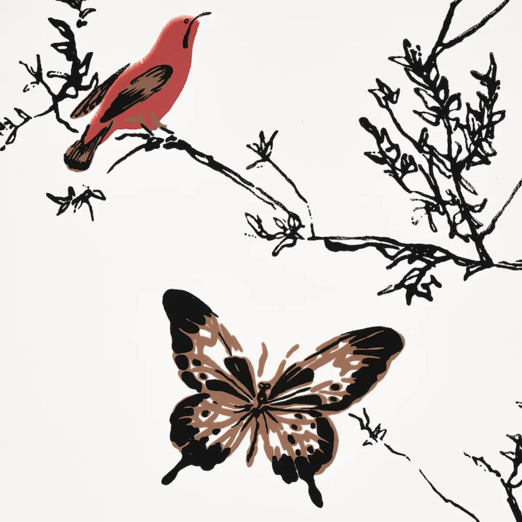 Birds &amp; Butterflies - Multi On White Wallpapers