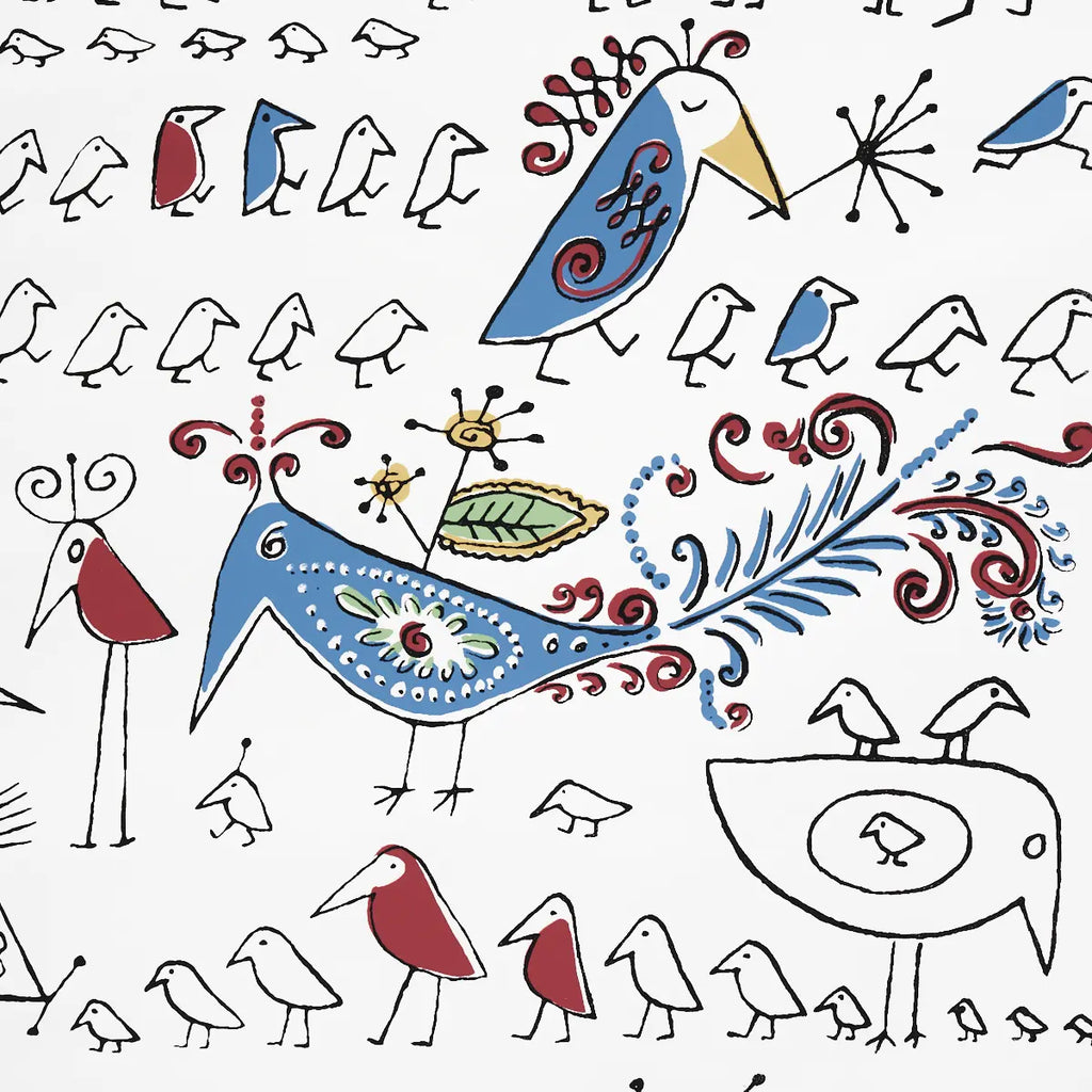 Aviary - Multi On White Wallpapers