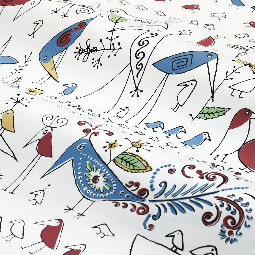 Aviary Multi On White Room Setting | Schumacher Wallpaper