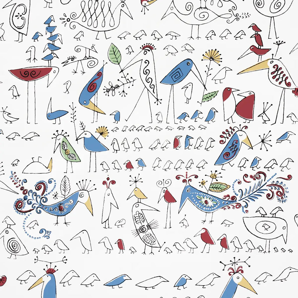 Aviary - Multi On White Wallpapers