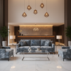 Crushed Velvet Texture Slate Blue Upholstered Sofa | Architectural Fabrics