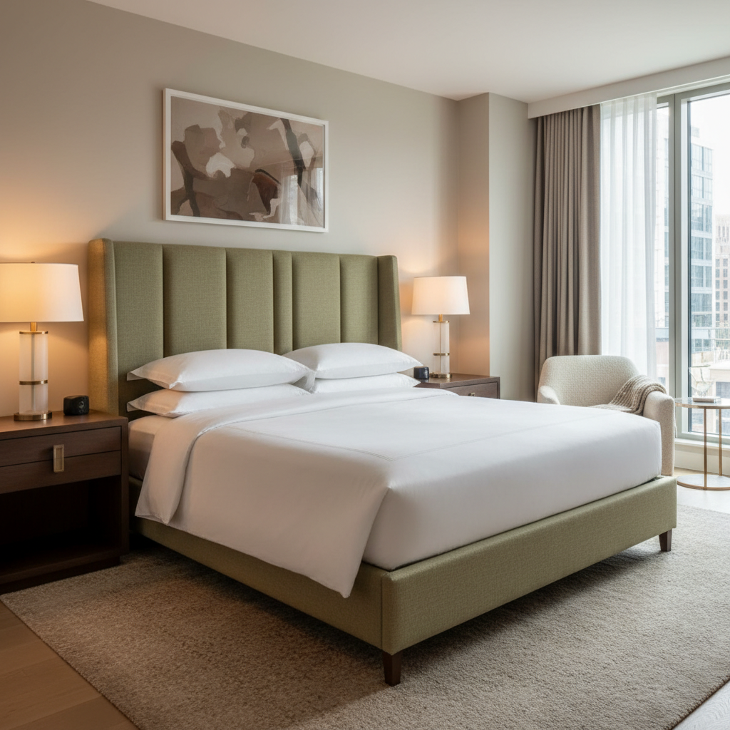 Pearisburg Desert Transitional olive & khaki Upholstered Headboard | Architectural Fabrics