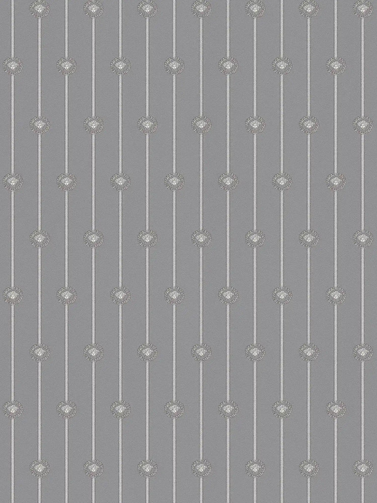 I Love Baroque Medusa Stripe Grey Silver Versace Wallcovering