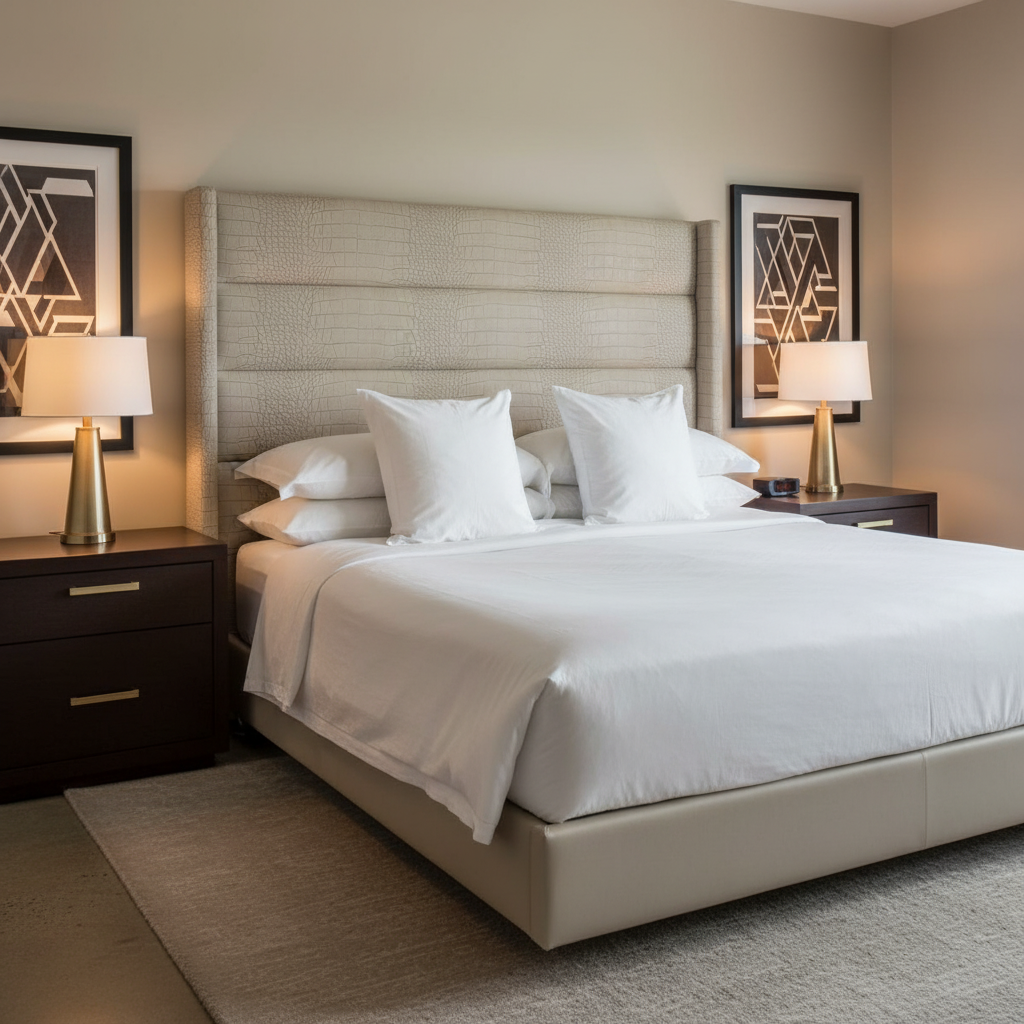 Norman Island - Greige Upholstered Headboard | Architectural Fabrics