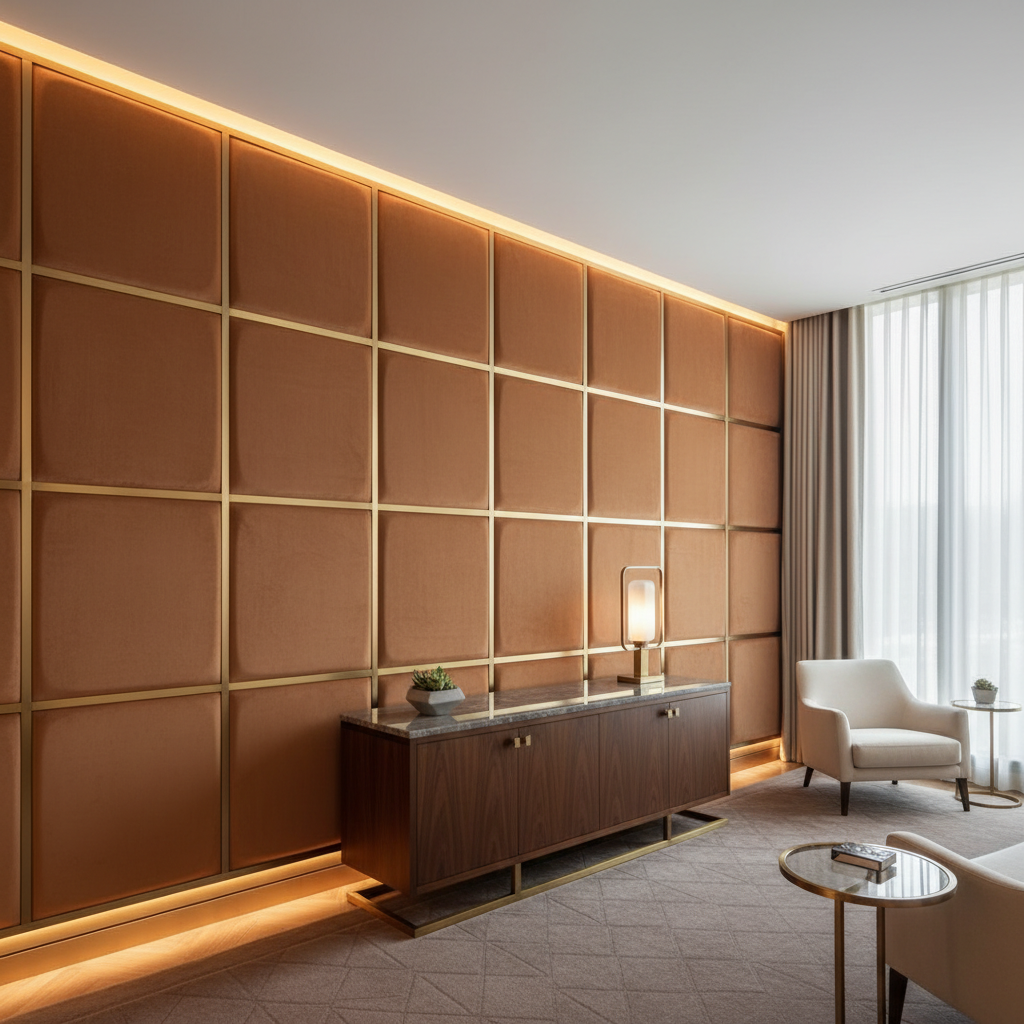 Ultrasuede  Ginger Brown Upholstered Wall Panel | Ultrasuede Upholstery