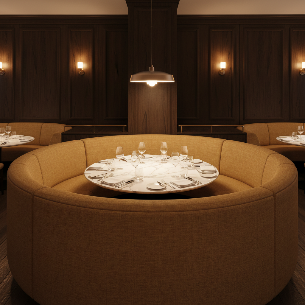Rattan Bay - Fawn Upholstered Banquette | Architectural Fabrics