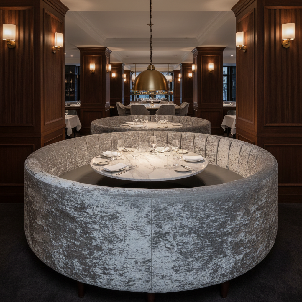 Crushed Velvet Texture Silver Mist Upholstered Banquette | Architectural Fabrics
