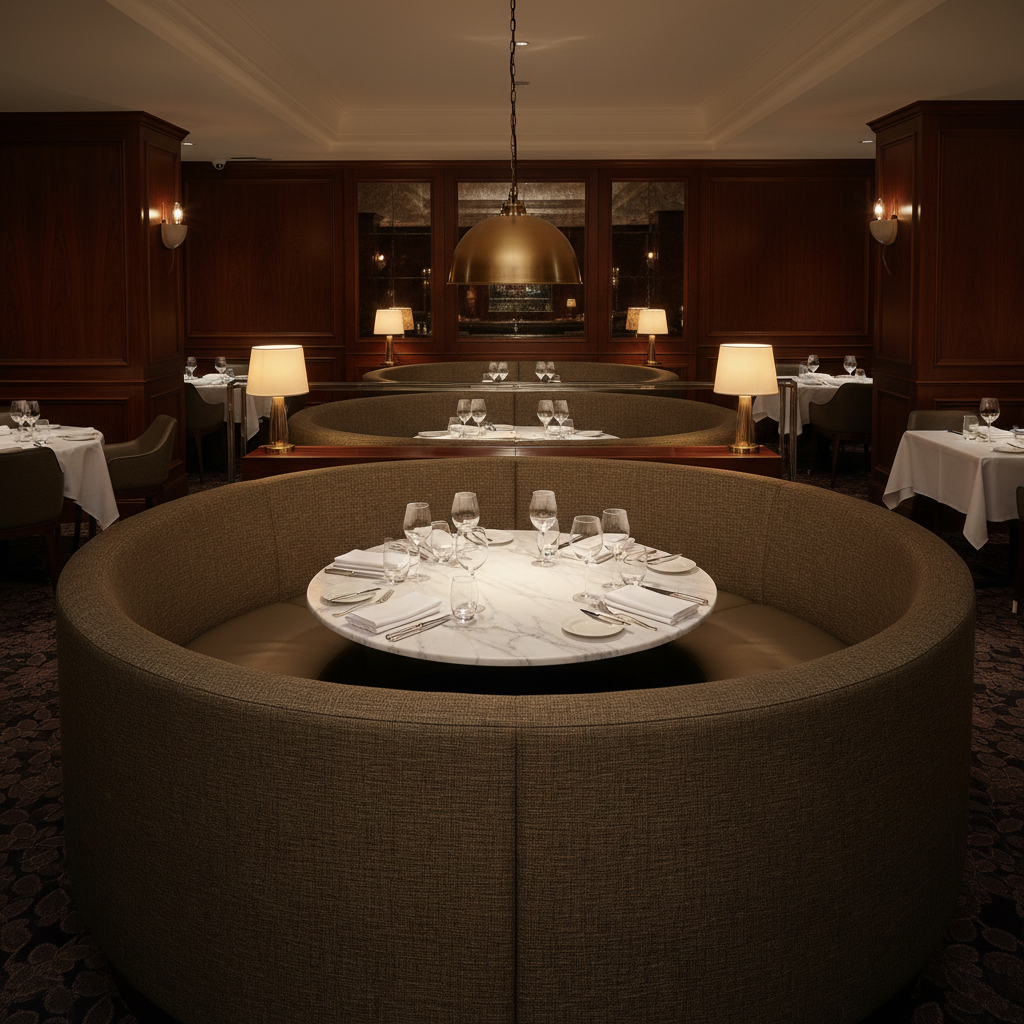 Woven Linen Texture Dark Bronze Upholstered Banquette | Architectural Fabrics