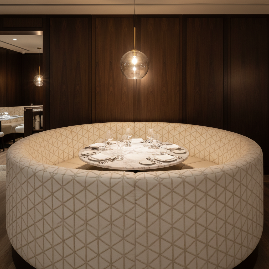 Tres Palmas - Linen Upholstered Banquette | Architectural Fabrics