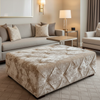 Crushed Velvet Texture Oyster Pearl Upholstered Ottoman | Architectural Fabrics