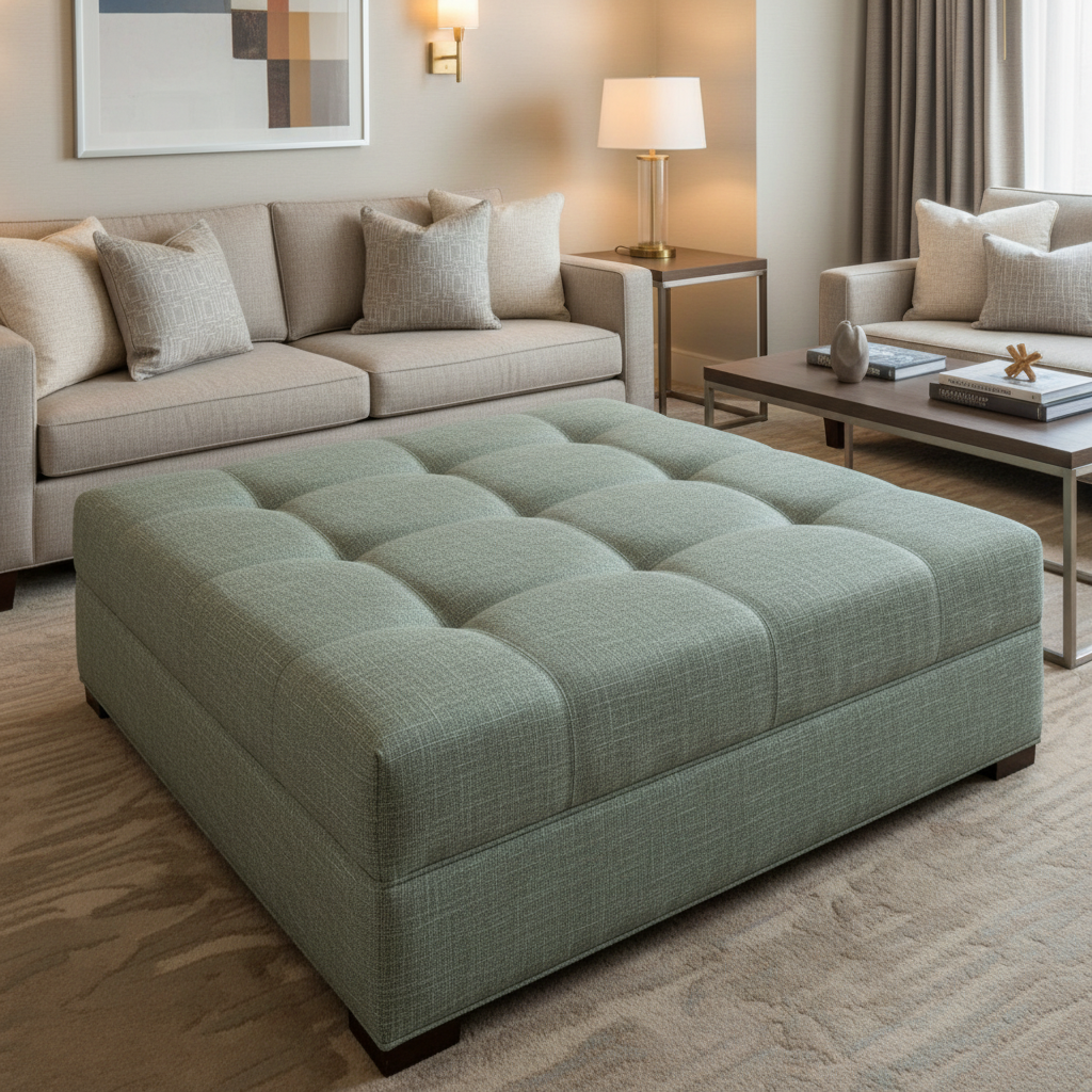 Rincon - Frost Upholstered Ottoman | Architectural Fabrics