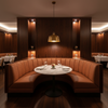 Fine Pebble Grain Burnt Sienna Upholstered Banquette | Architectural Fabrics
