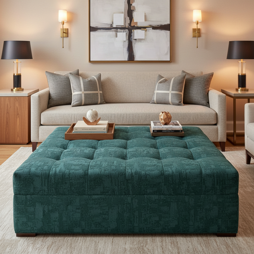 Turf Bay - Lagoon Upholstered Ottoman | Architectural Fabrics