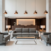 Woven Linen Texture Charcoal Grey Upholstered Sofa | Architectural Fabrics