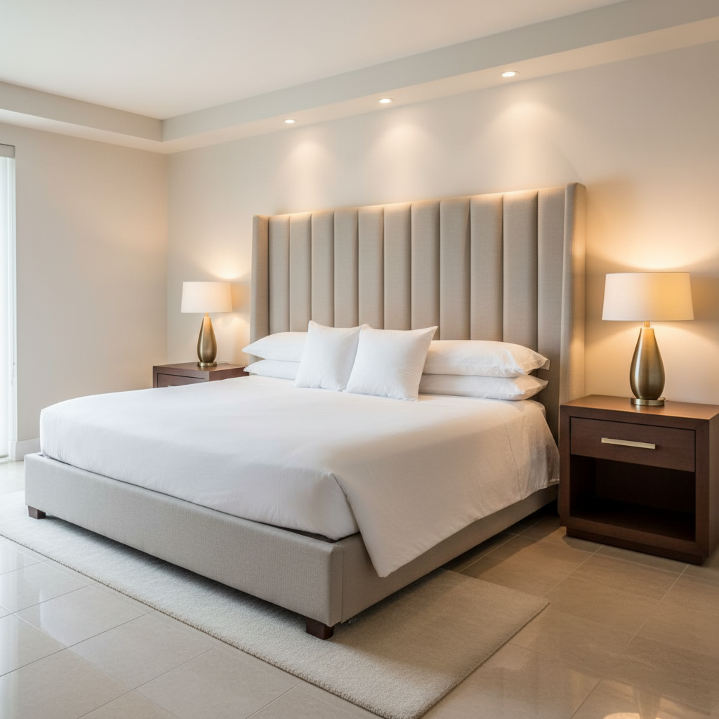 Runaway Bay - Greige Upholstered Headboard | Architectural Fabrics