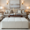 Ultrasuede Crystal - White Upholstered Ottoman | Ultrasuede Upholstery