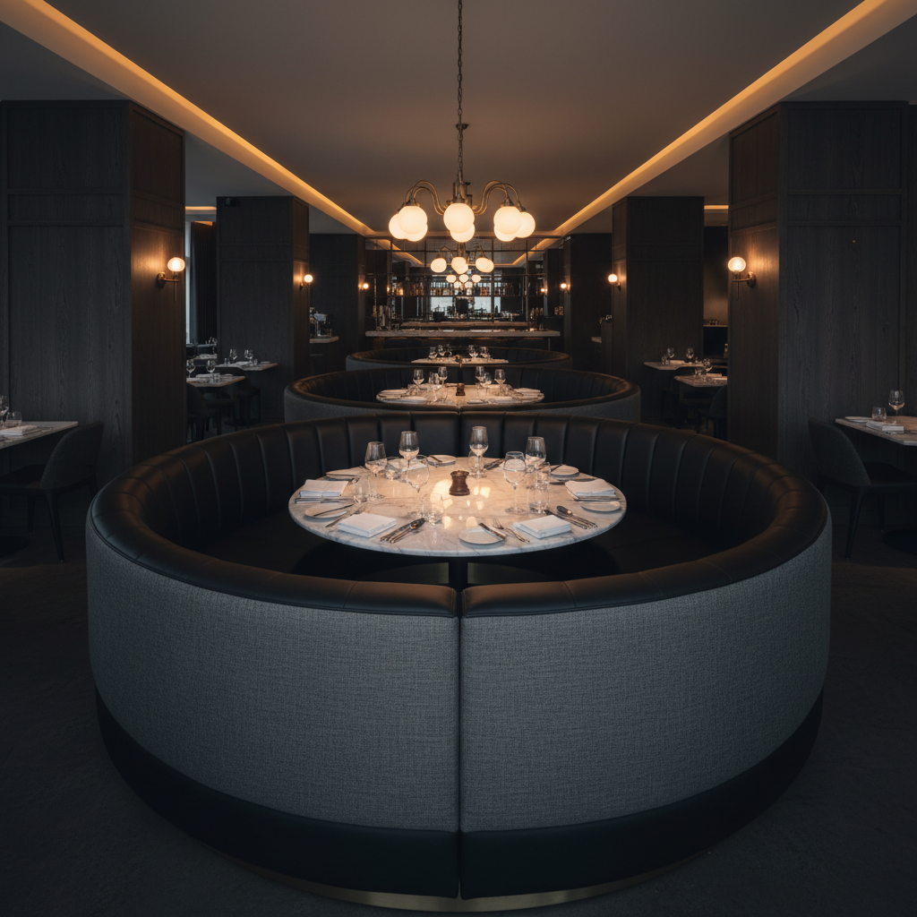 Big Stone Gap Slate Upholstered Banquette | Architectural Fabrics