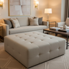 Maho Bay - Greige Upholstered Ottoman | Architectural Fabrics