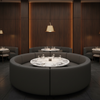 Fine Pebble Grain Charcoal Shadow Upholstered Banquette | Architectural Fabrics