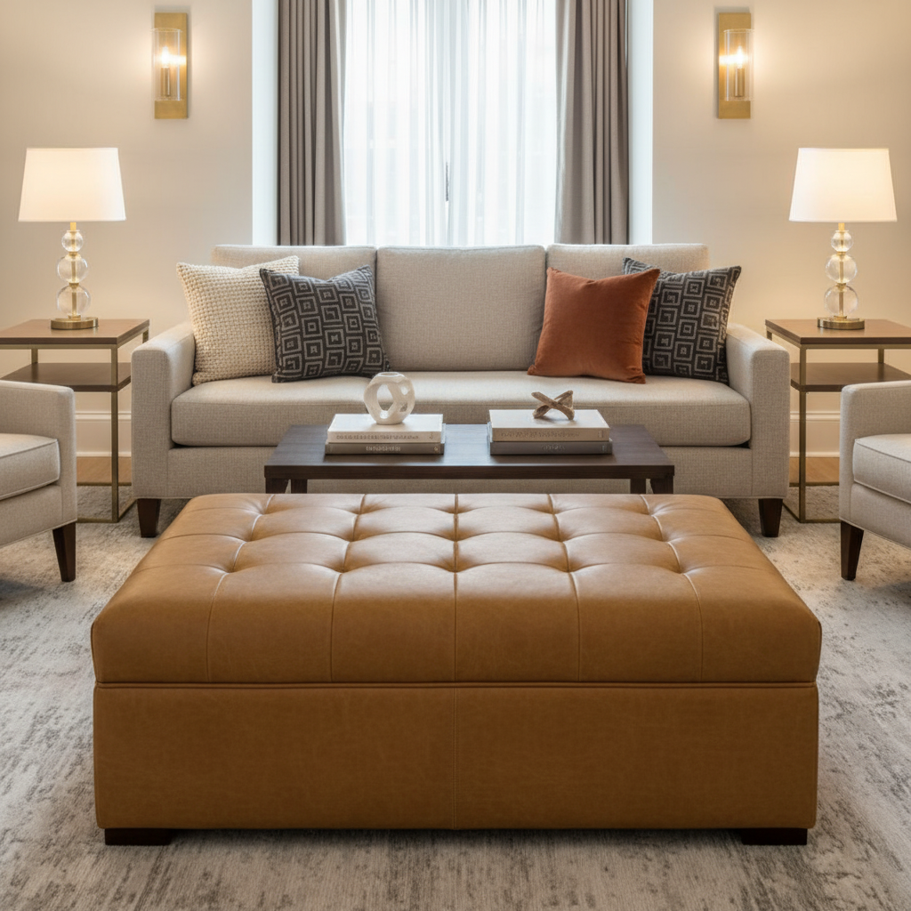 Baroque - Baroque Performance Vinyl Upholstered Ottoman | Architectural Fabrics