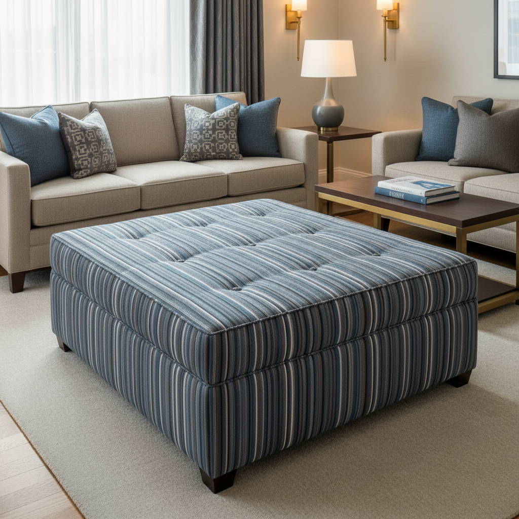 Vista Point - Twilight Upholstered Ottoman | Architectural Fabrics