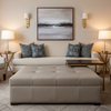 Subtle Pebble Grain Soft Taupe Upholstered Ottoman | Architectural Fabrics