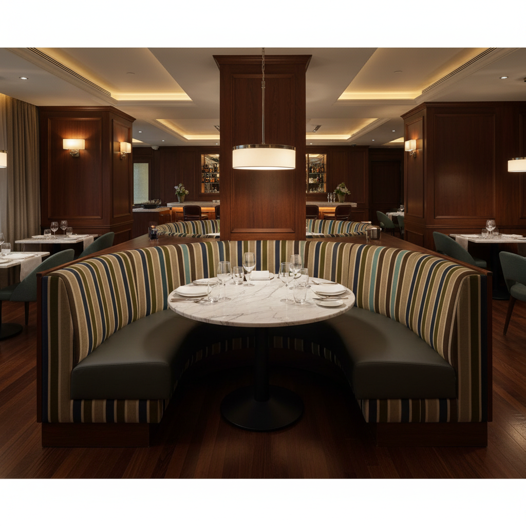 Sugar Mill Stripe - Paloma Upholstered Banquette | Architectural Fabrics