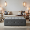 Ultrasuede  Cement  Grey Upholstered Ottoman | Ultrasuede Upholstery